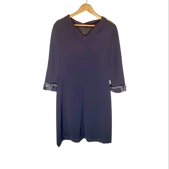 Jackie O Navy 60s Babydoll Classic Zip-Front Collared CoatDress w Cuff Details